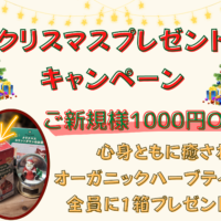 １２月はクリスマスプレゼントキャンペーン！オーガニックハーブティー１箱プレゼント